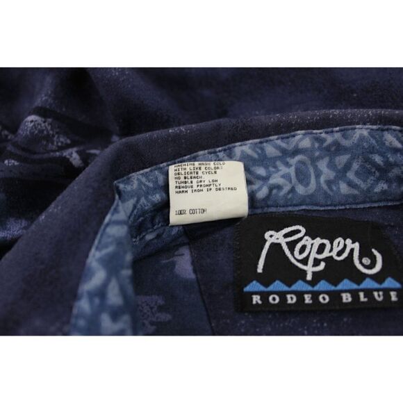 ROPER Men's L Western Rodeo Cowboy Button Shirt Blue USA - Picture 5 of 6